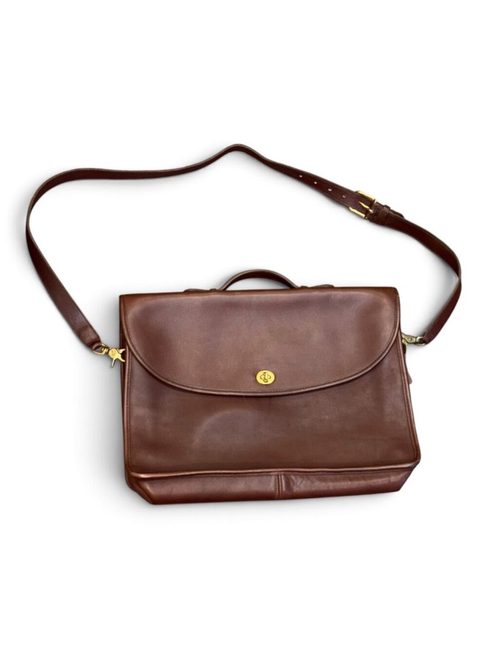Coach Vintage Brown Leather Messenger Briefcase With Adjustable Strap